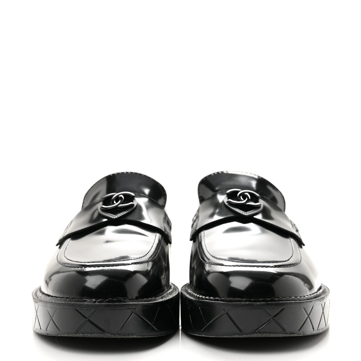 Chanel Shiny Calfskin Quilted CC Mocassin Loafers 39 Black 3 of 11