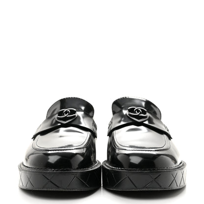 Chanel Shiny Calfskin Quilted CC Mocassin Loafers 39 Black 3 of 11