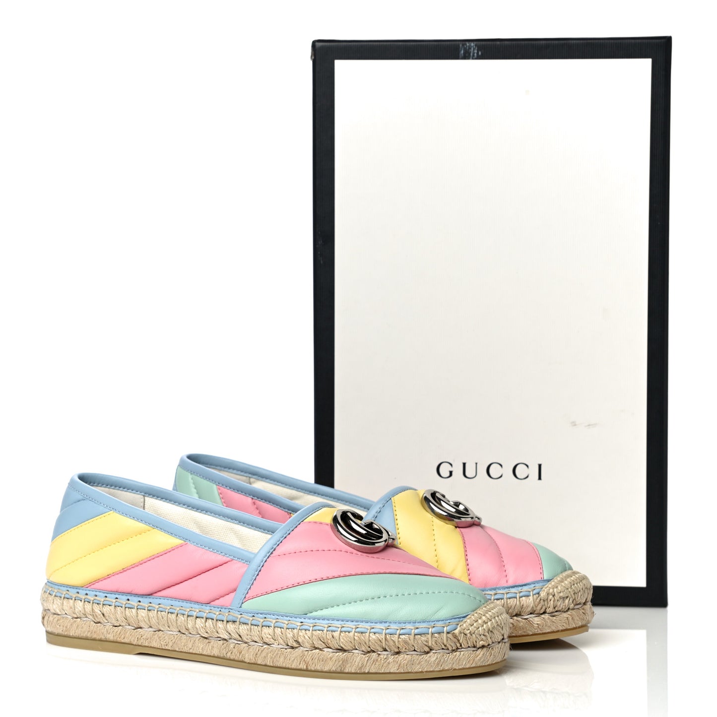 Nappa Matelasse Diagonal GG Marmont Espadrilles 37.5 Multicolor Pastel