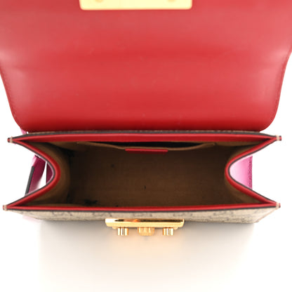 Gucci GG Supreme Monogram Calfskin Small Padlock Shoulder Bag Beige Hibiscus Red New Rosette 6 of 12