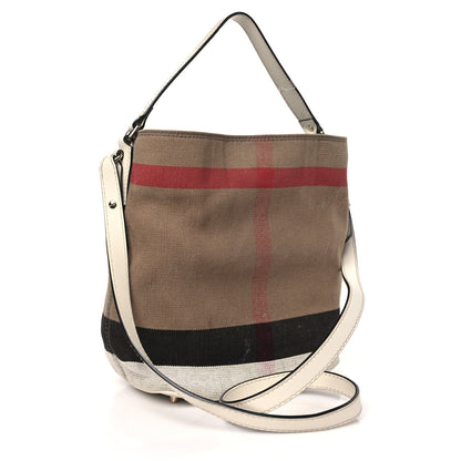 Burberry Canvas Mega Check Small Ashby Hobo White 3 of 11