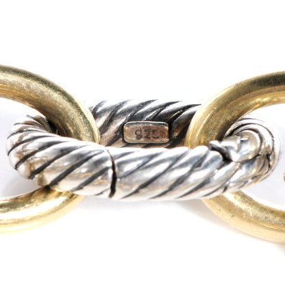 David Yurman Sterling Silver 18K Yellow Gold 17mm Extra Large Oval Link Bracelet 3 of 4