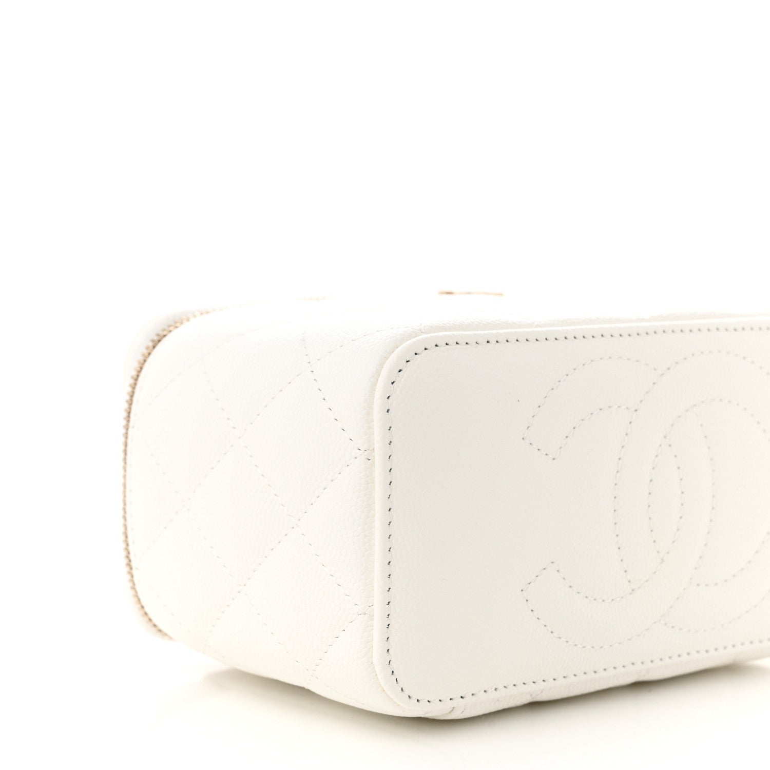 Chanel Caviar Quilted Small Vanity Case With Chain White 9 of 10