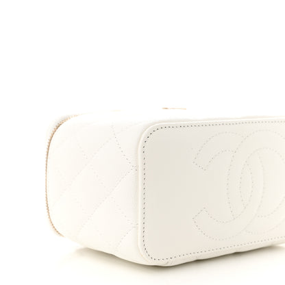 Chanel Caviar Quilted Small Vanity Case With Chain White 9 of 10