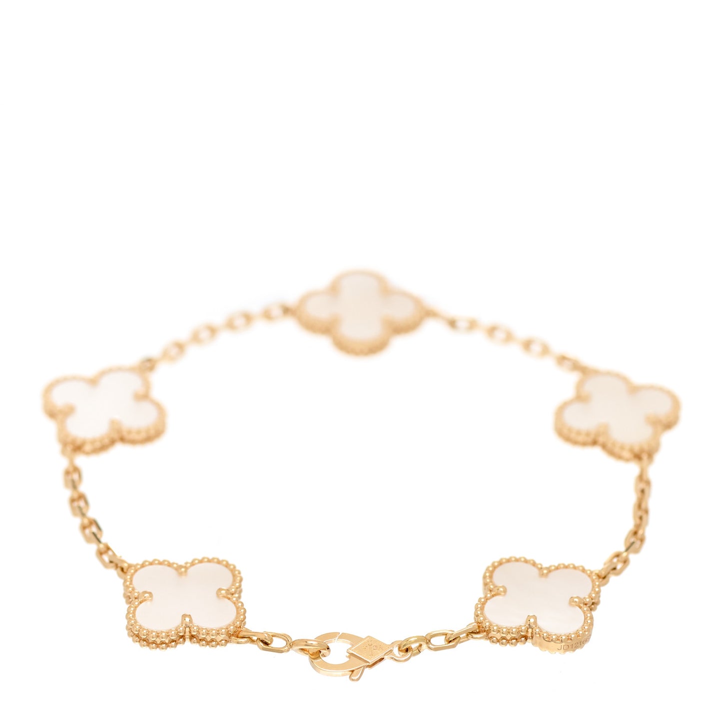 18K Yellow Gold Mother of Pearl 5 Motifs Vintage Alhambra Bracelet