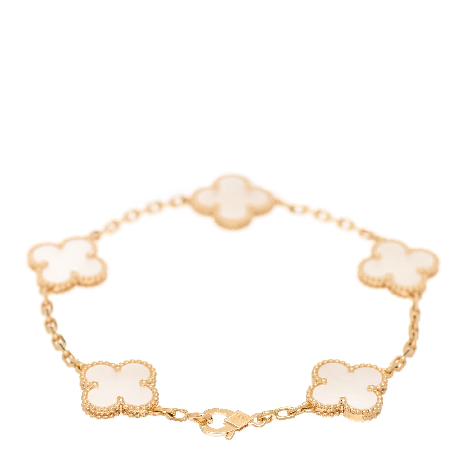 Van Cleef & Arpels 18K Yellow Gold Mother of Pearl 5 Motifs Vintage Alhambra Bracelet 2 of 7