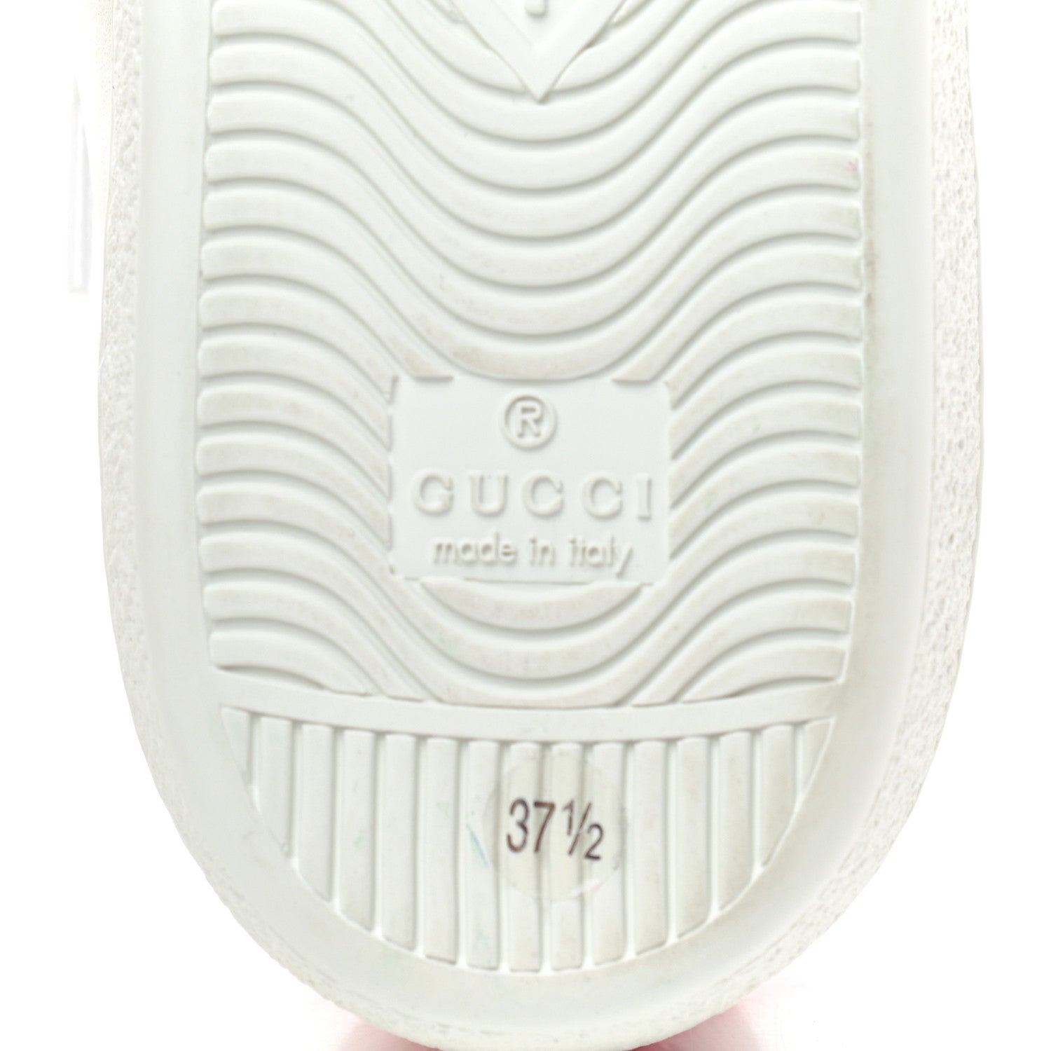 Gucci Calfskin Ayers Bee Embroidered Womens Ace Sneakers 37.5 White Green 6 of 9