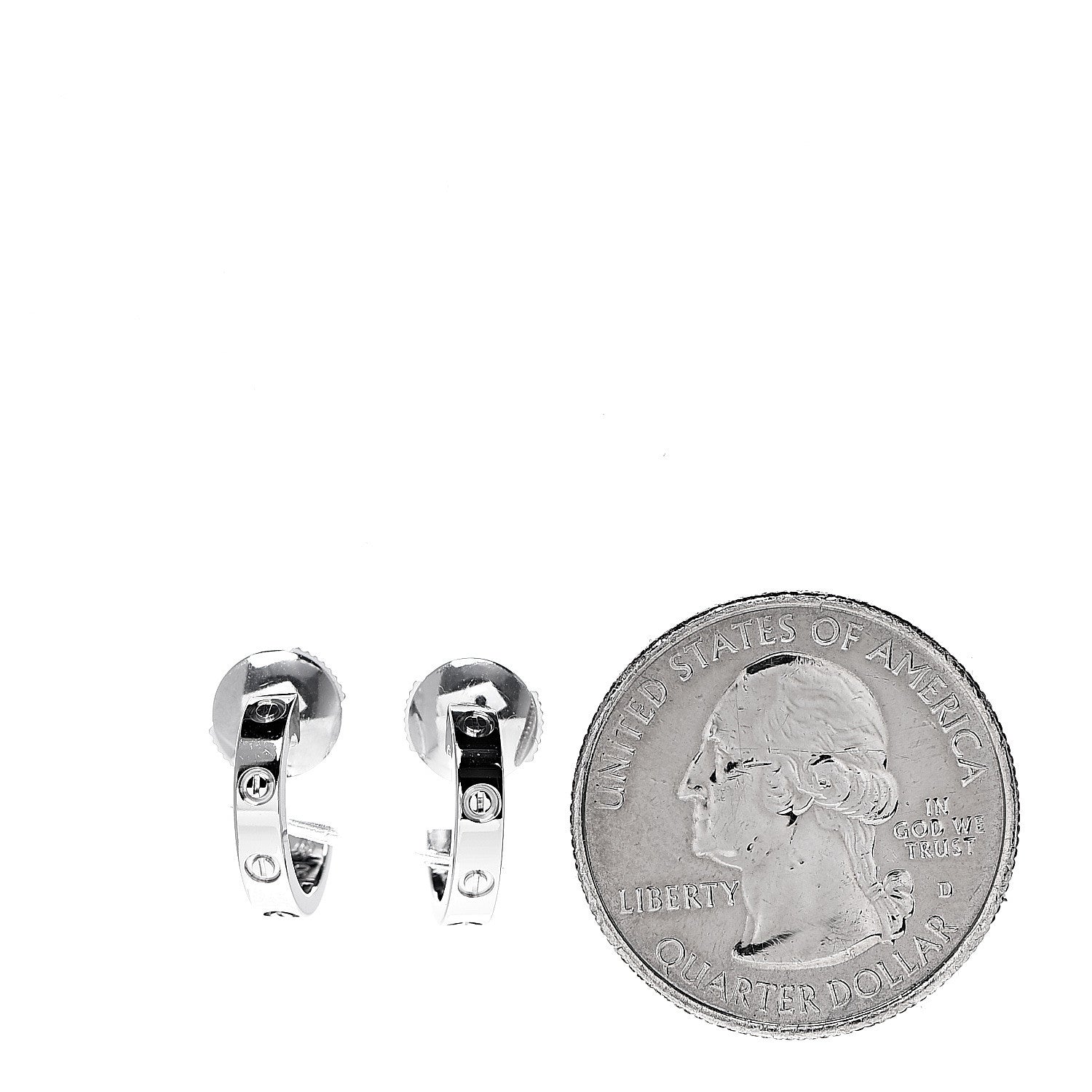 Cartier 18K White Gold Small LOVE Hoop Earrings 2 of 7
