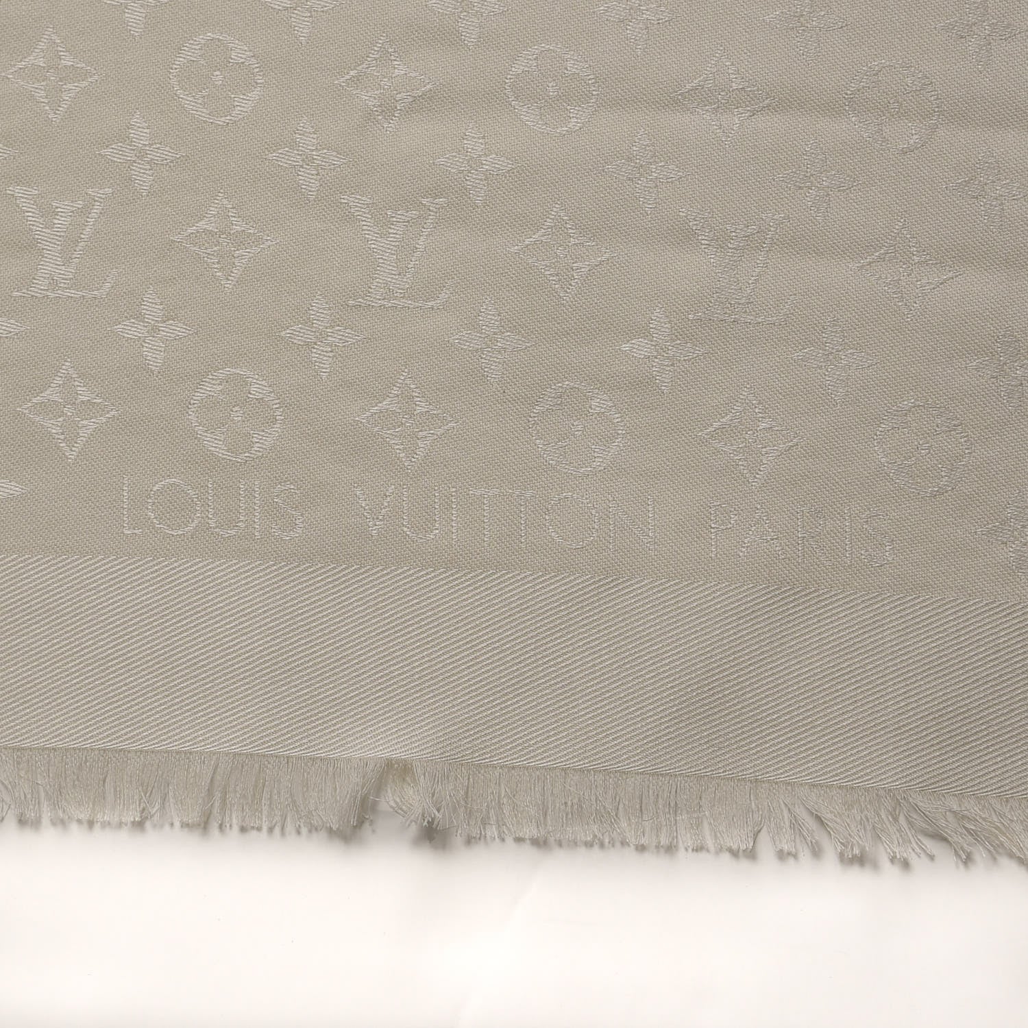 Louis Vuitton Wool Silk Monogram Shawl White 5 of 5