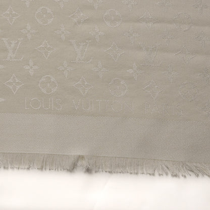 Louis Vuitton Wool Silk Monogram Shawl White 5 of 5