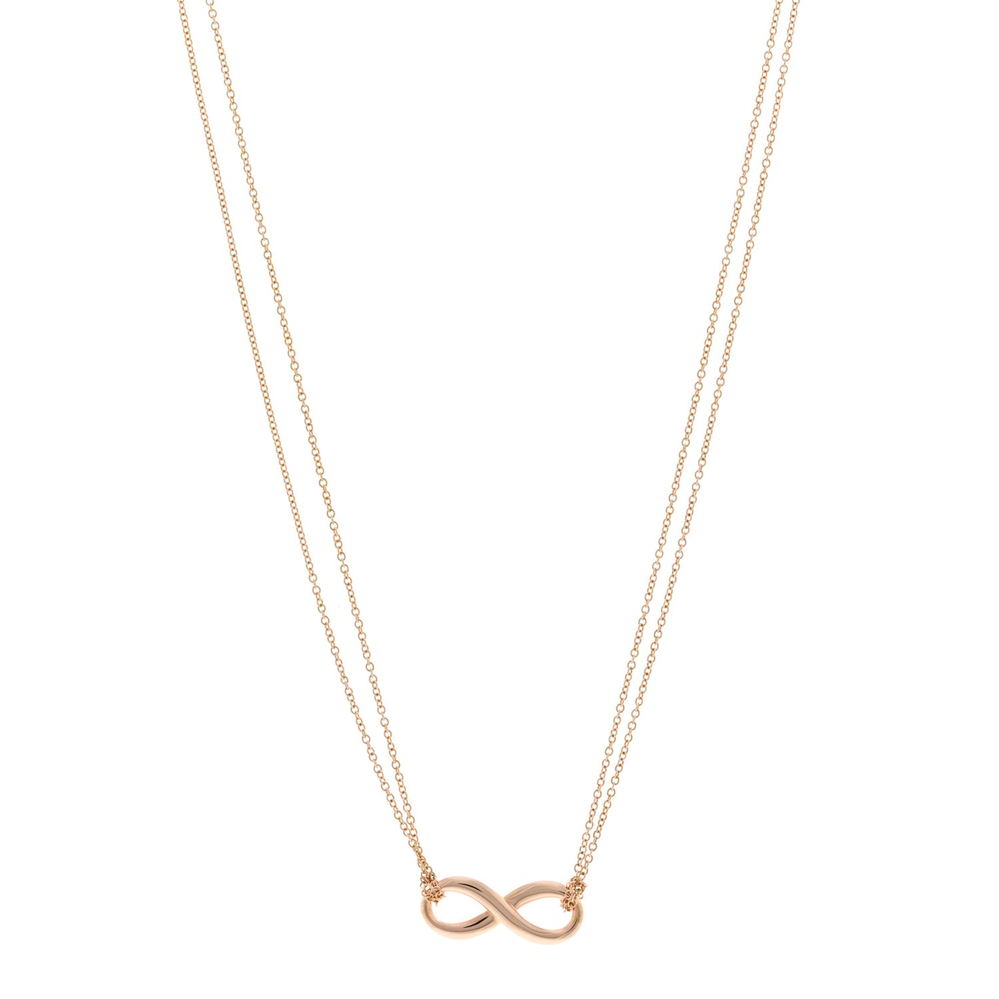 18K Rose Gold Infinity Double Chain Pendant Necklace
