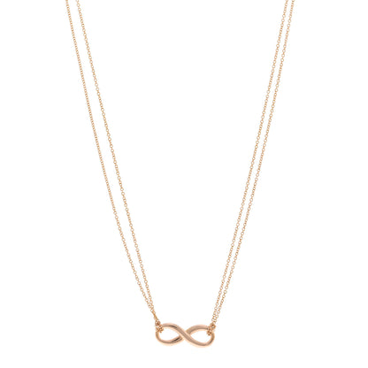Tiffany 18K Rose Gold Infinity Double Chain Pendant Necklace 1 of 5