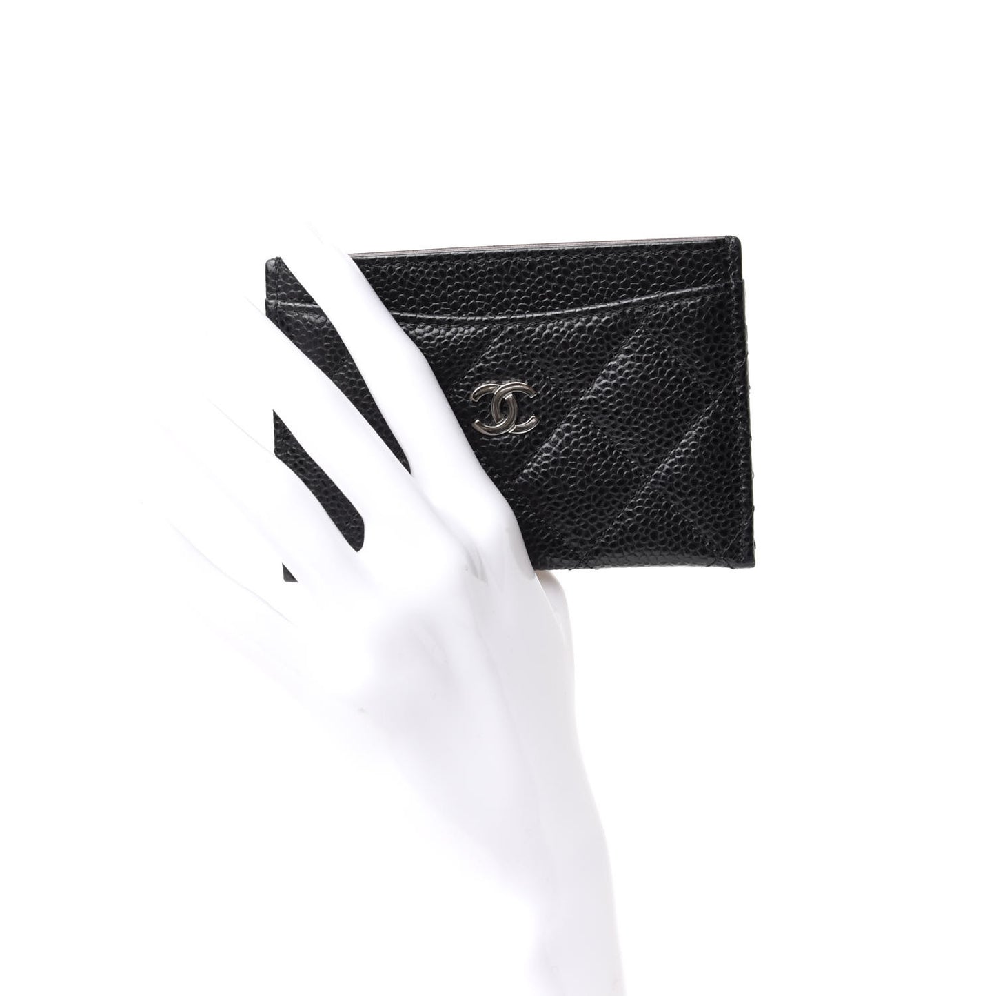 Caviar Quilted Card Holder Black