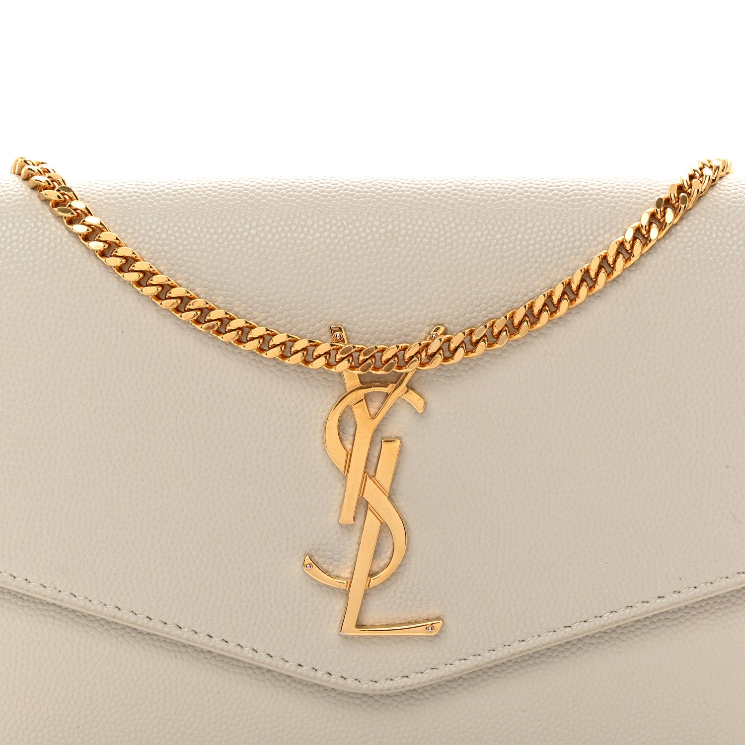 Saint Laurent Grain De Poudre Monogram Uptown Chain Wallet Crema Soft 8 of 12