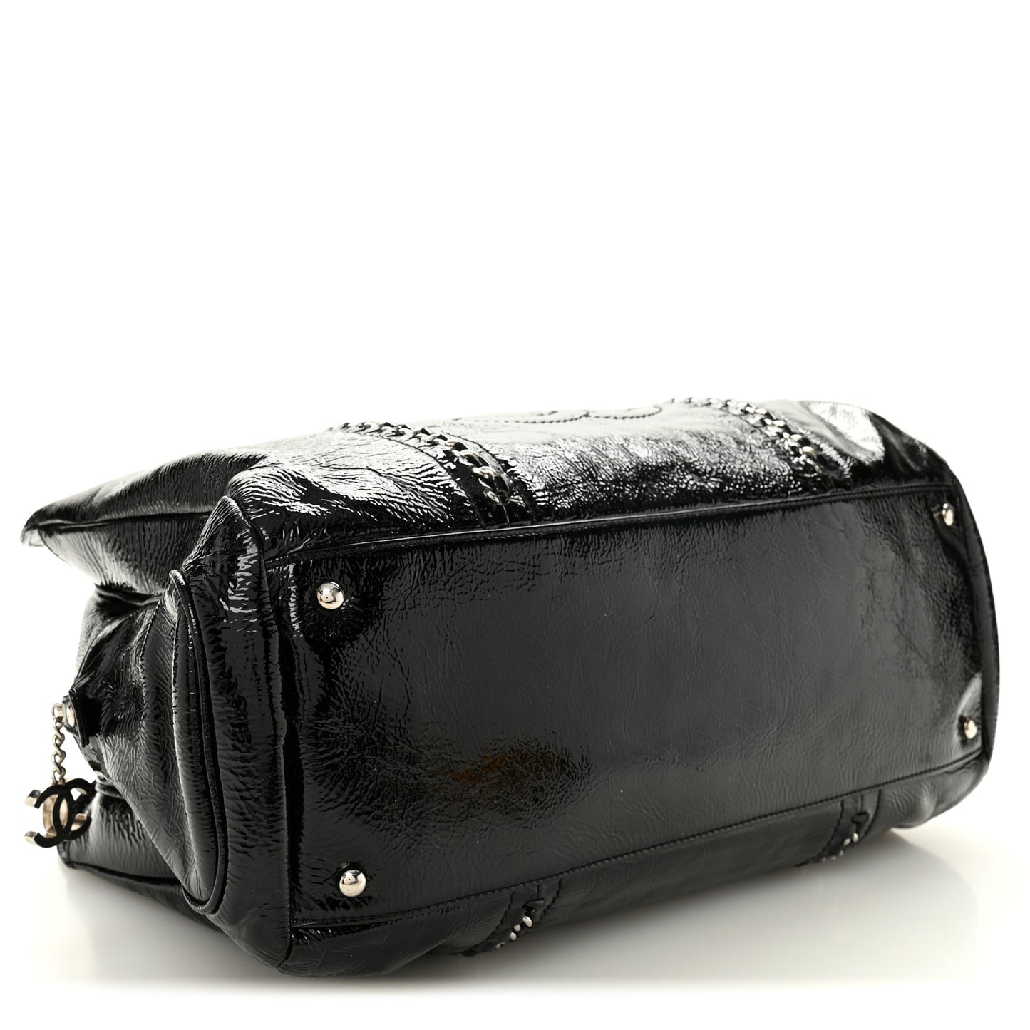 Patent Calfskin Large Luxe Ligne Tote Black