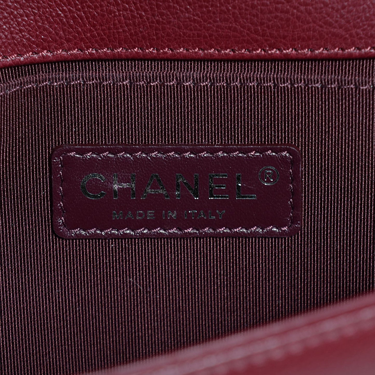 Calfskin Quilted Double Stitched Medium Boy Flap Burgundy