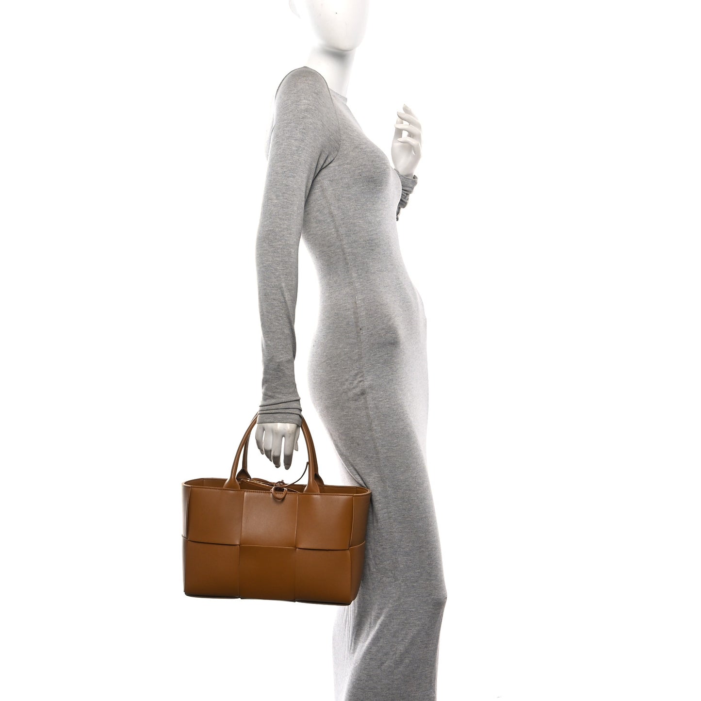 Nappa Maxi Intrecciato Small Arco Tote Caramel