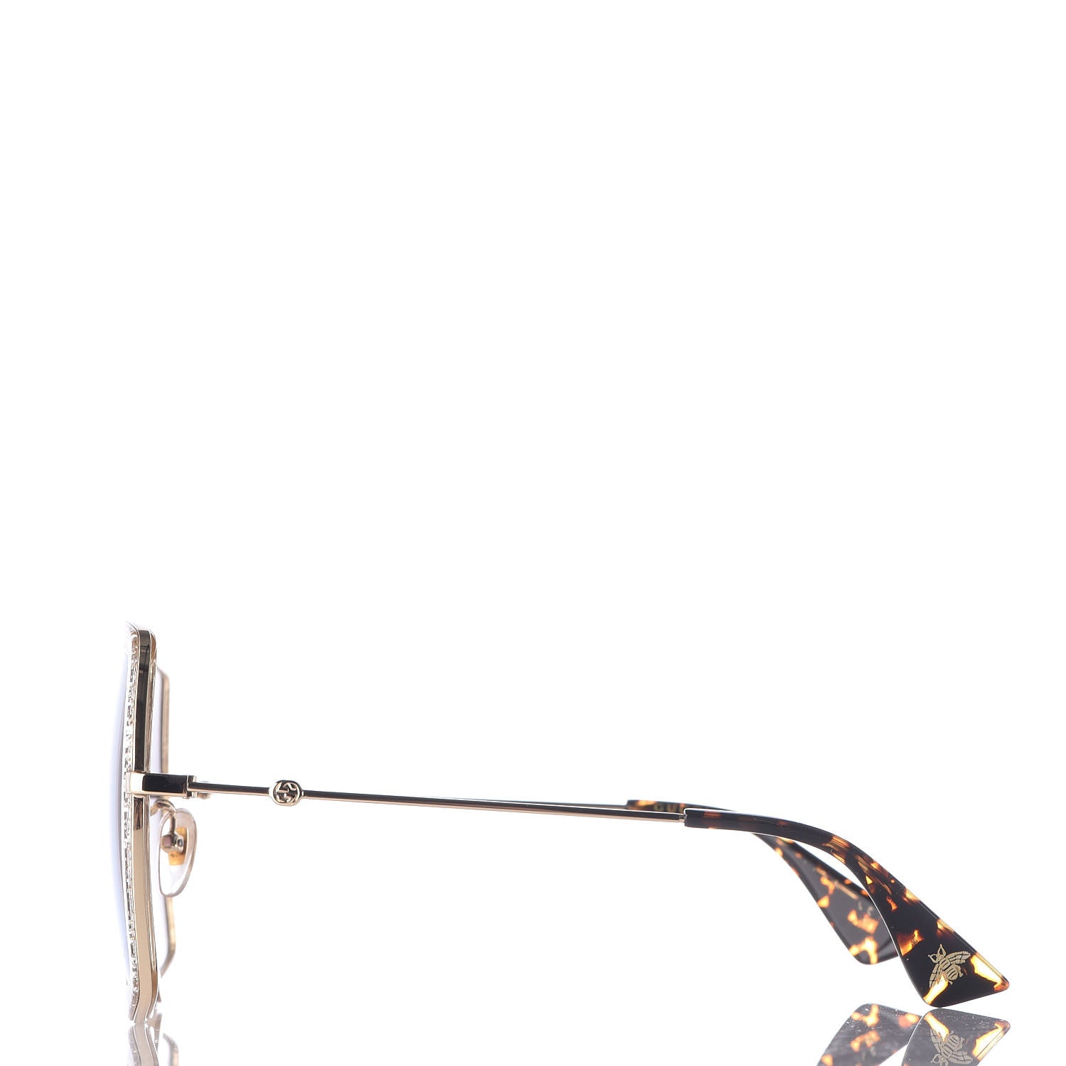 Gucci Glitter Acetate Oversize Square Frame Sunglasses GG0106S Gold 3 of 7