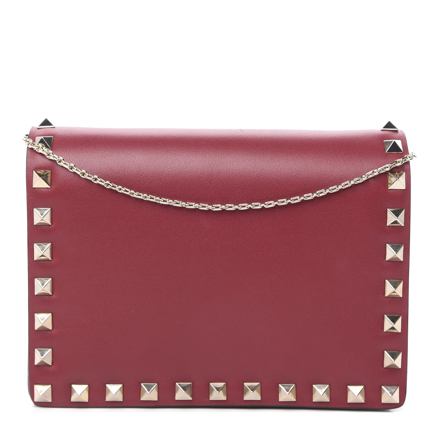Valentino Garavani Calfskin Rockstud Wallet on Chain Red 1 of 10