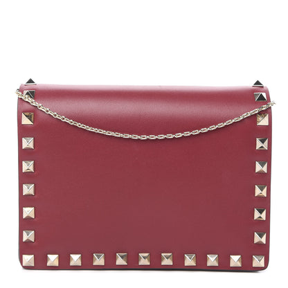 Valentino Garavani Calfskin Rockstud Wallet on Chain Red 1 of 10