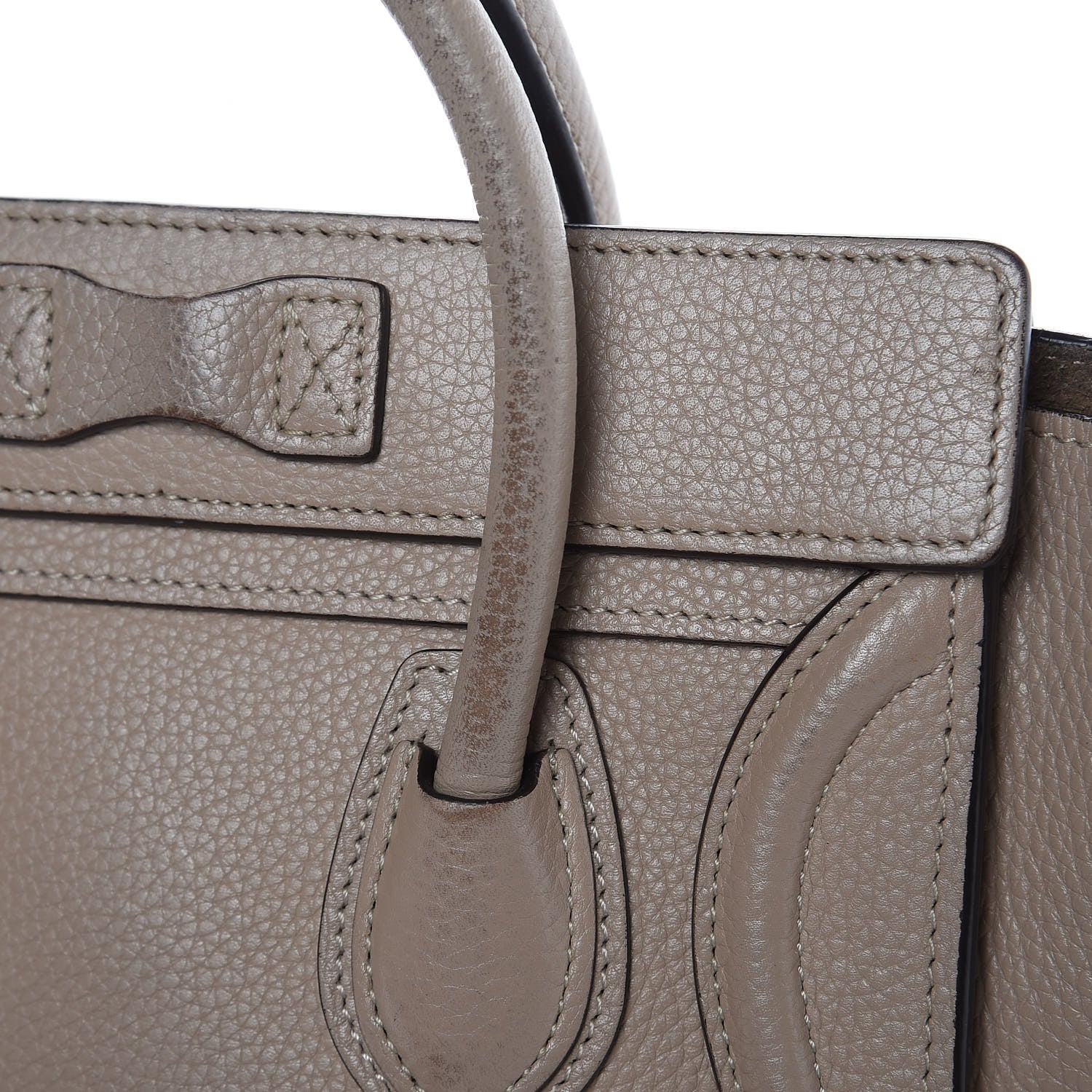 Celine Drummed Calfskin Nano Luggage Dune 7 of 12