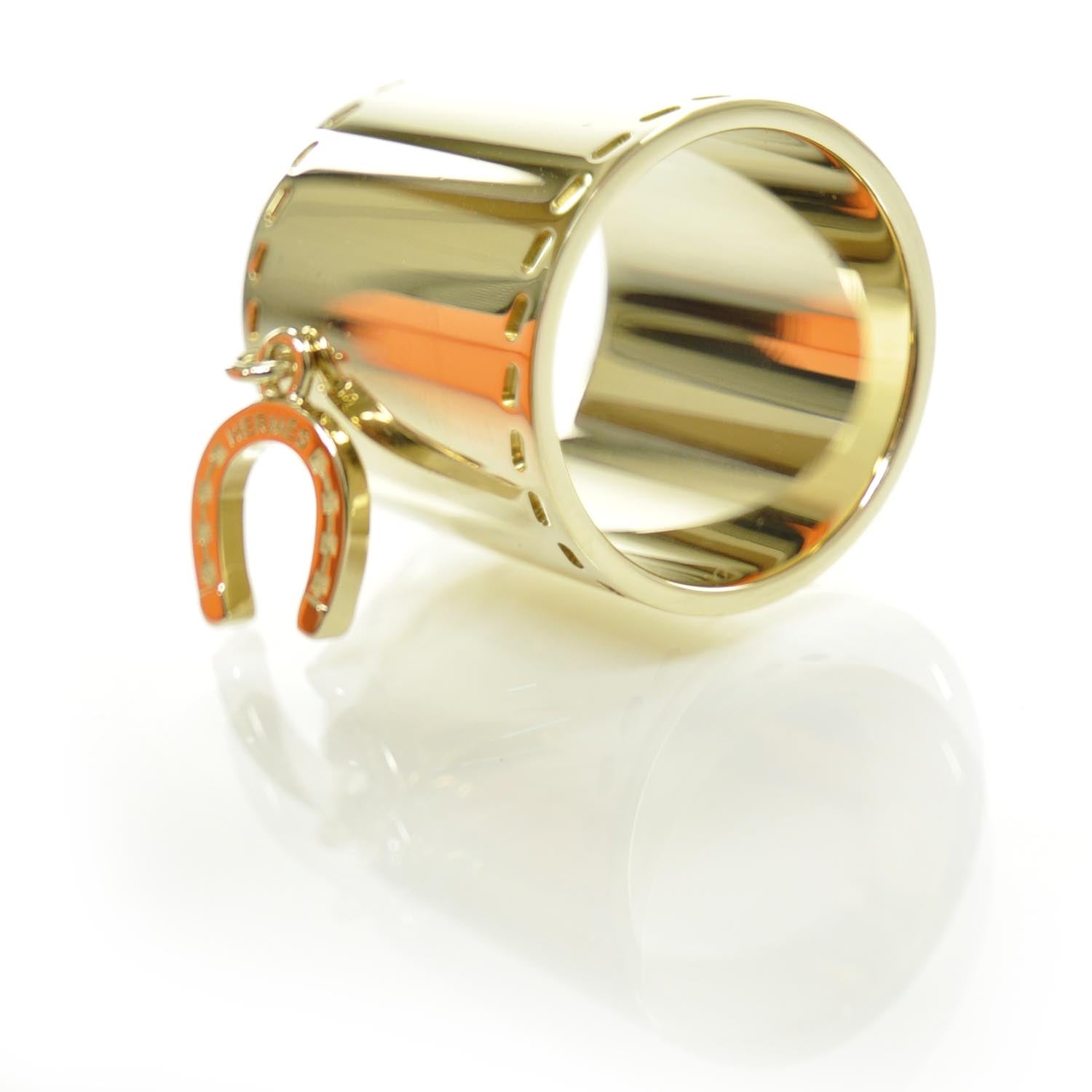 Hermes Charms Fer a Cheval Horseshoe Scarf Ring Gold 4 of 5