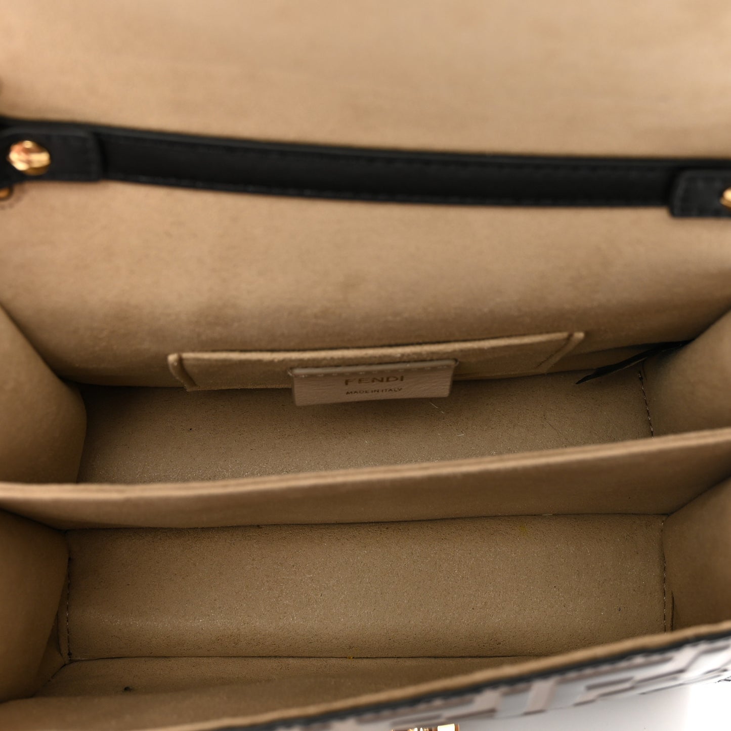 Vitello Liberty Bi-Color FF 1974 Embossed Small Kan U Shoulder Bag Maya Black