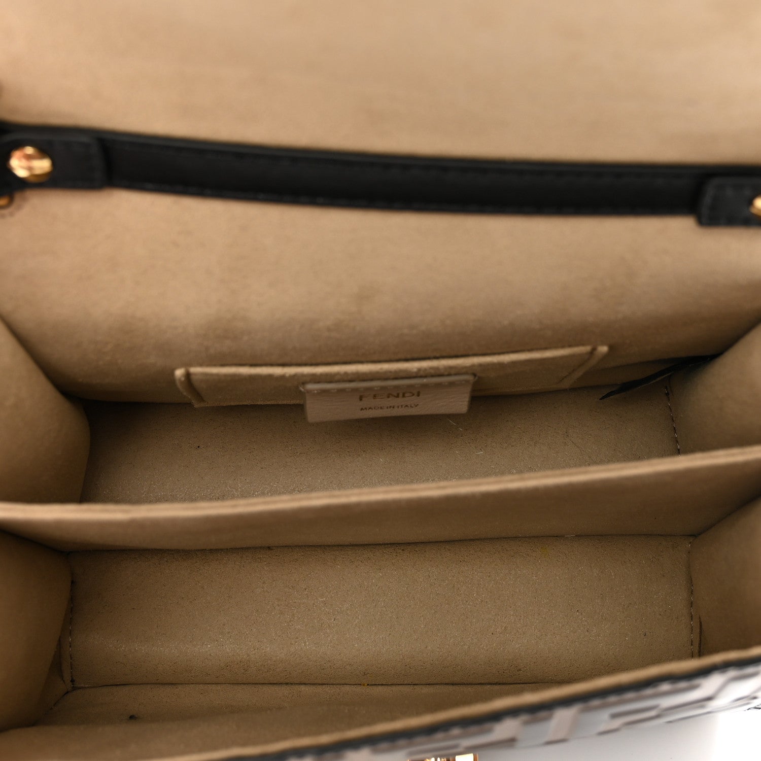 Fendi Vitello Liberty Bi-Color FF 1974 Embossed Small Kan U Shoulder Bag Maya Black 6 of 9