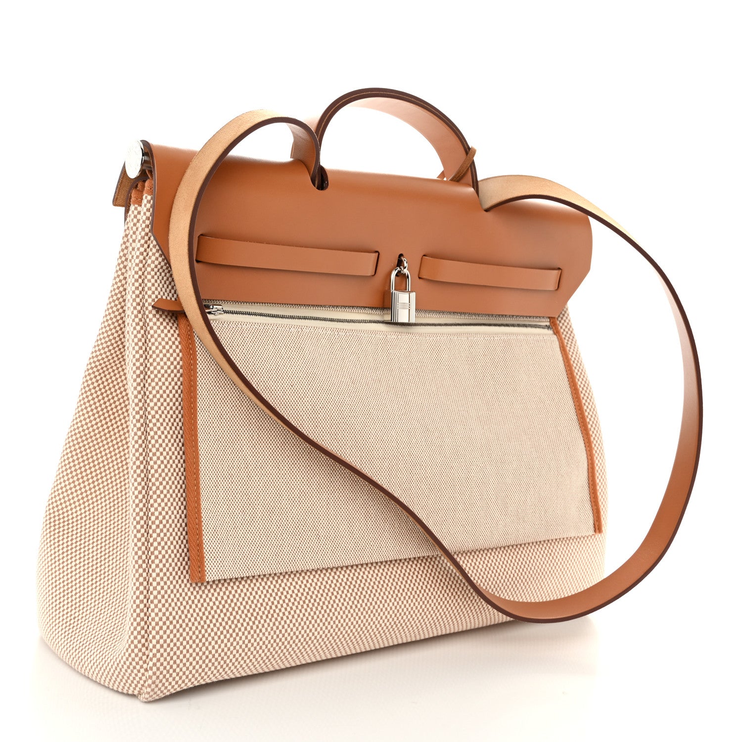 Hermes Vache Hunter Calfskin Criss Viking Herbag Zip Retourne 39 MM Ecru Beige Naturel 4 of 11