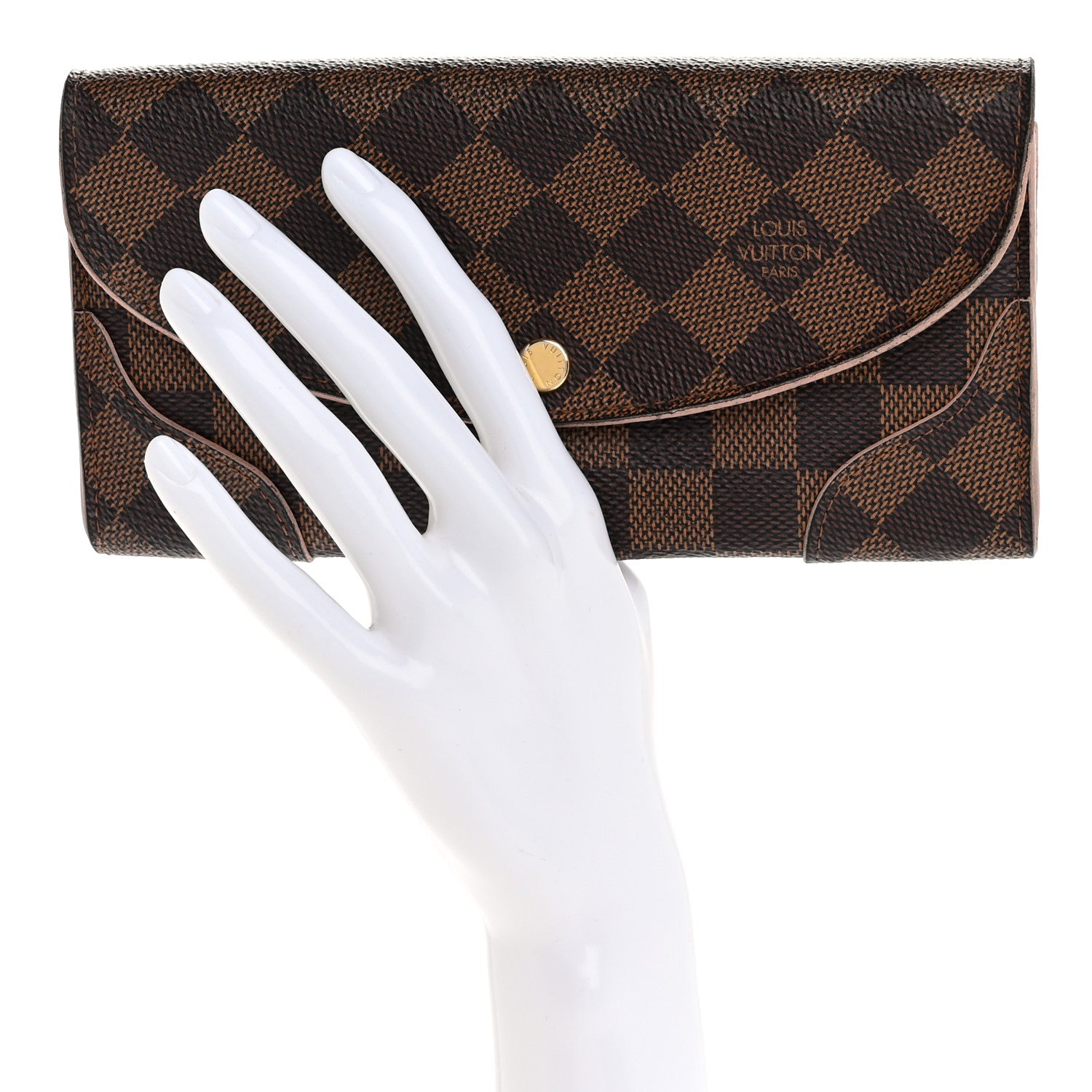 Louis Vuitton Damier Ebene Caissa Wallet Rose Ballerine 2 of 17