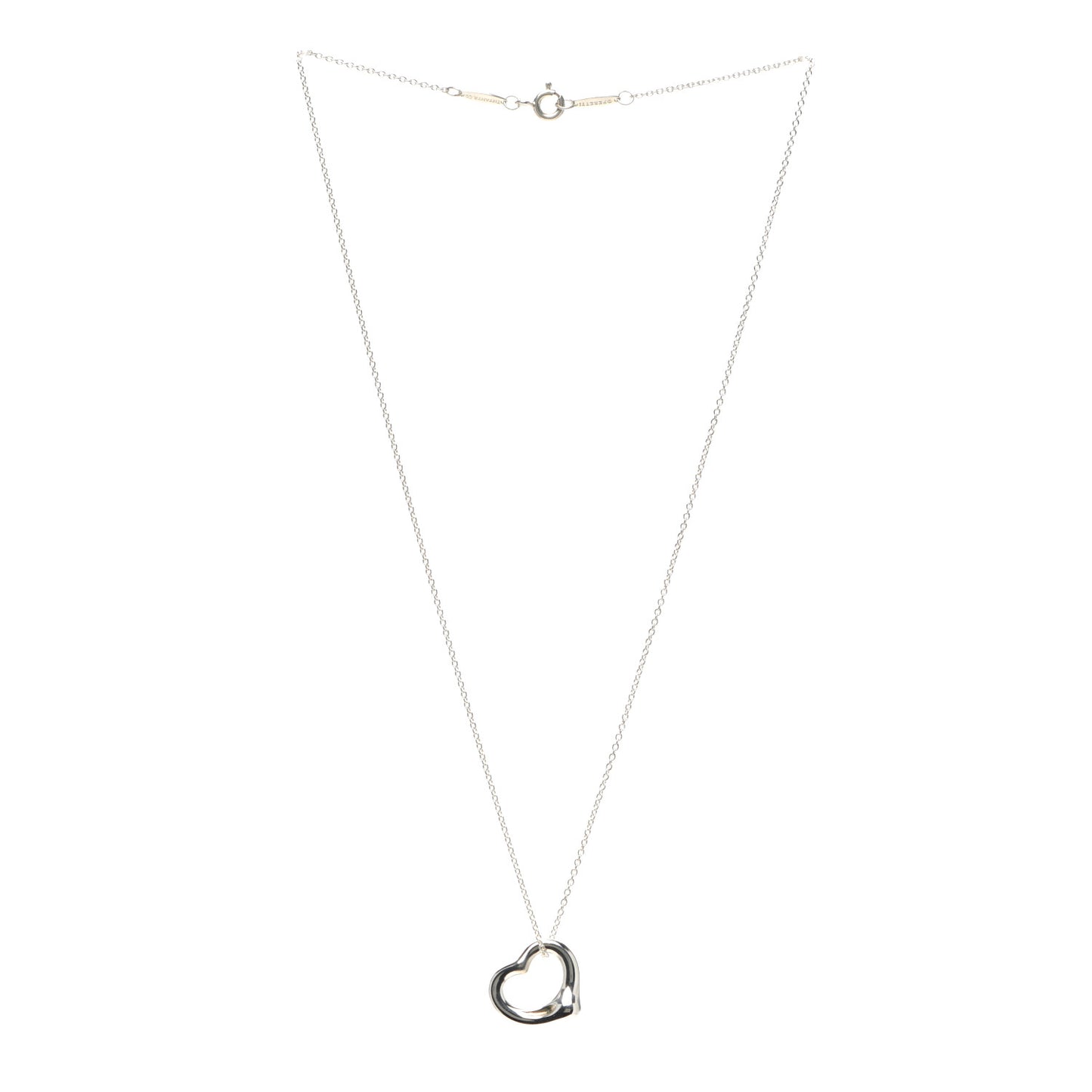 Sterling Silver 11mm Elsa Peretti Open Heart Pendant Necklace