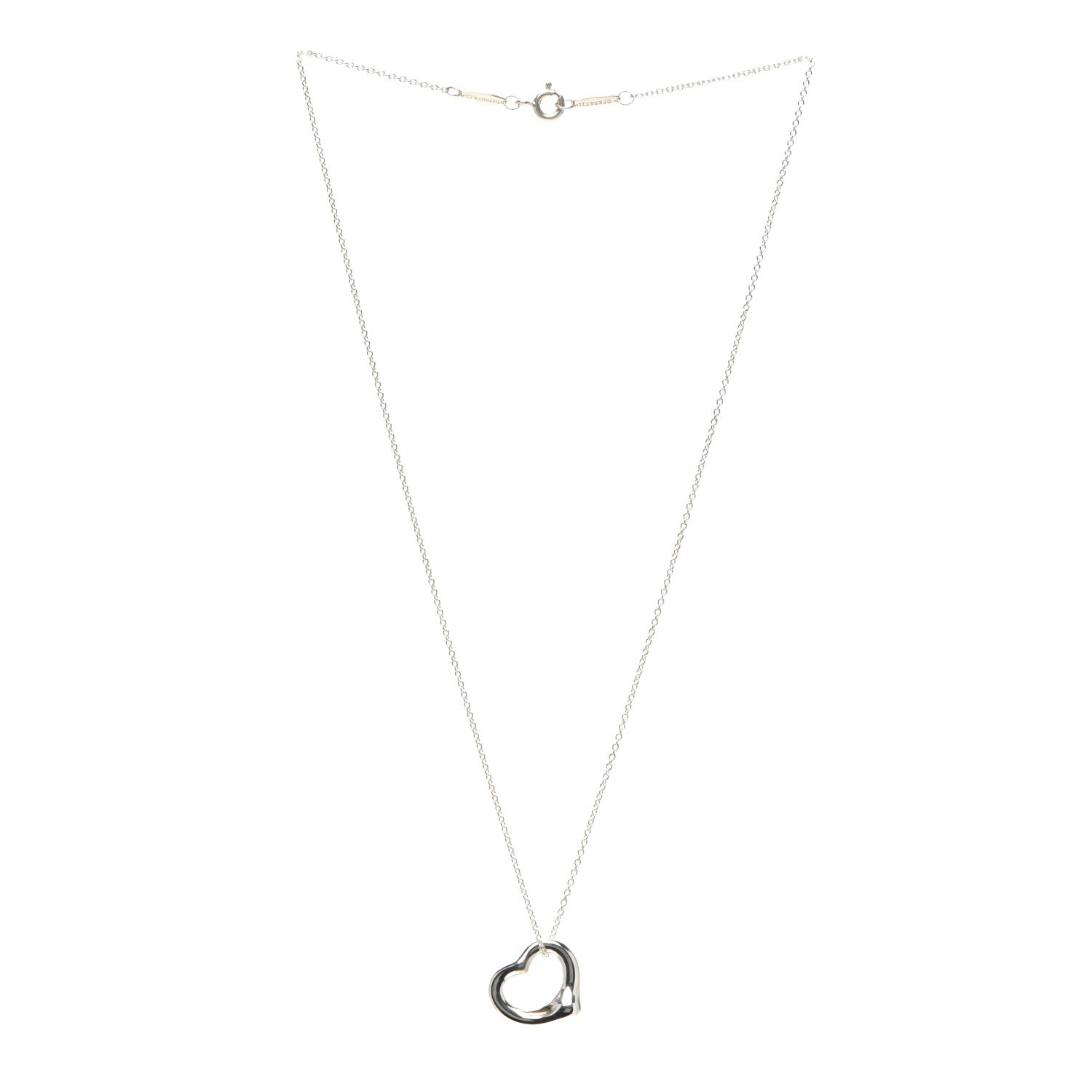 Tiffany Sterling Silver 11mm Elsa Peretti Open Heart Pendant Necklace 3 of 6