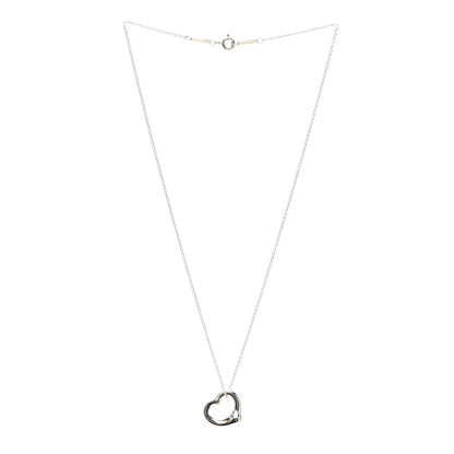 Tiffany Sterling Silver 11mm Elsa Peretti Open Heart Pendant Necklace 3 of 6