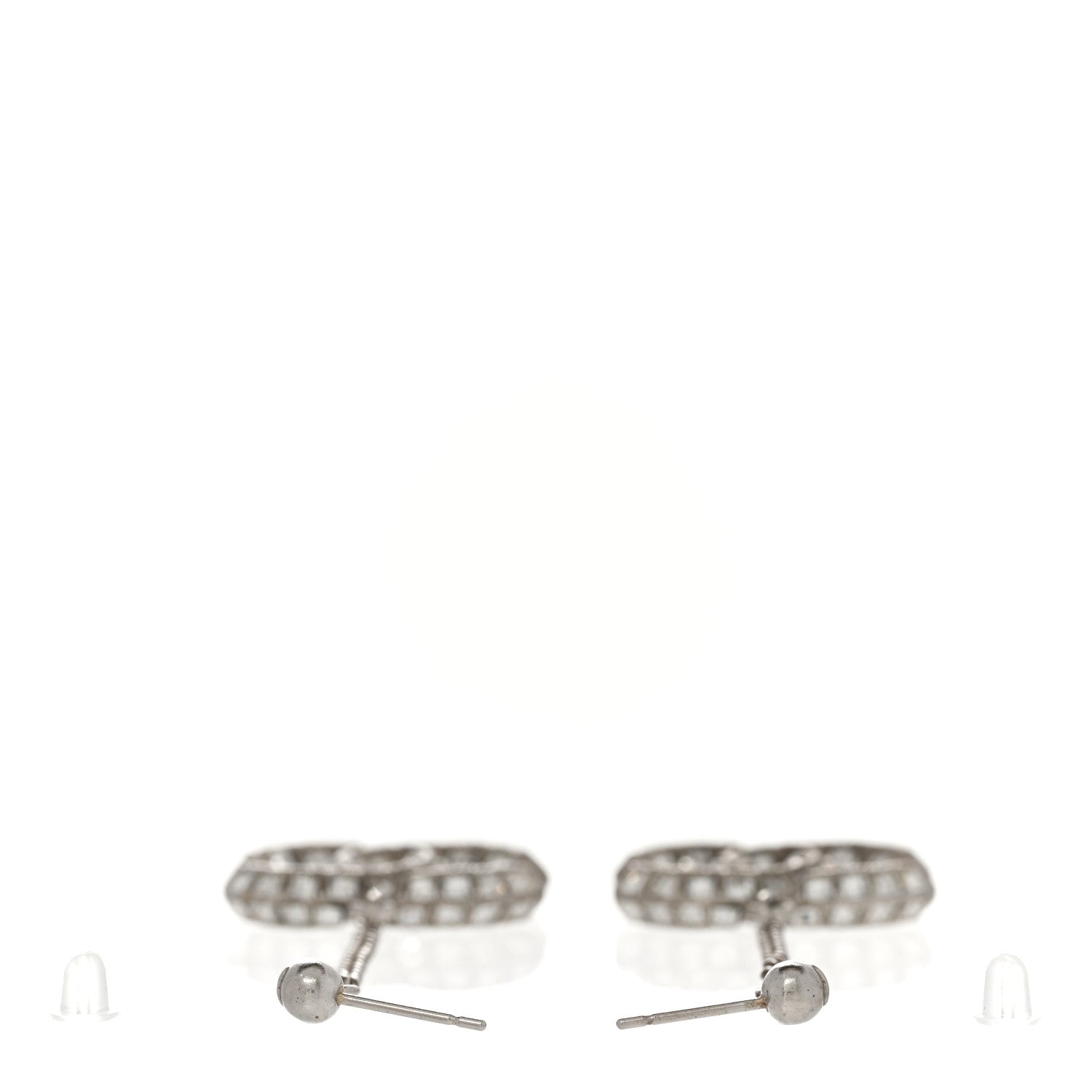 Chanel Baguette Crystal CC Drop Earrings Silver 3 of 4