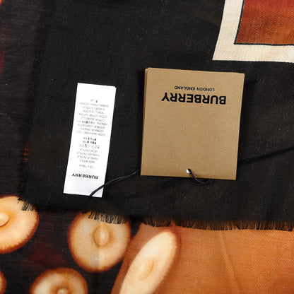 Burberry Cotton Silk Octopus Print Large Square Scarf Coral Red 3 of 3