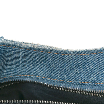 Balenciaga Washed Frayed Denim Crystal Neo Cagole City Handbag Blue 8 of 11