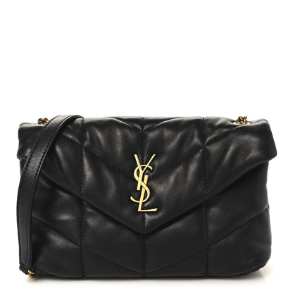Saint Laurent Lambskin Quilted Toy Loulou Puffer Monogram Chain Satchel Black 1 of 12
