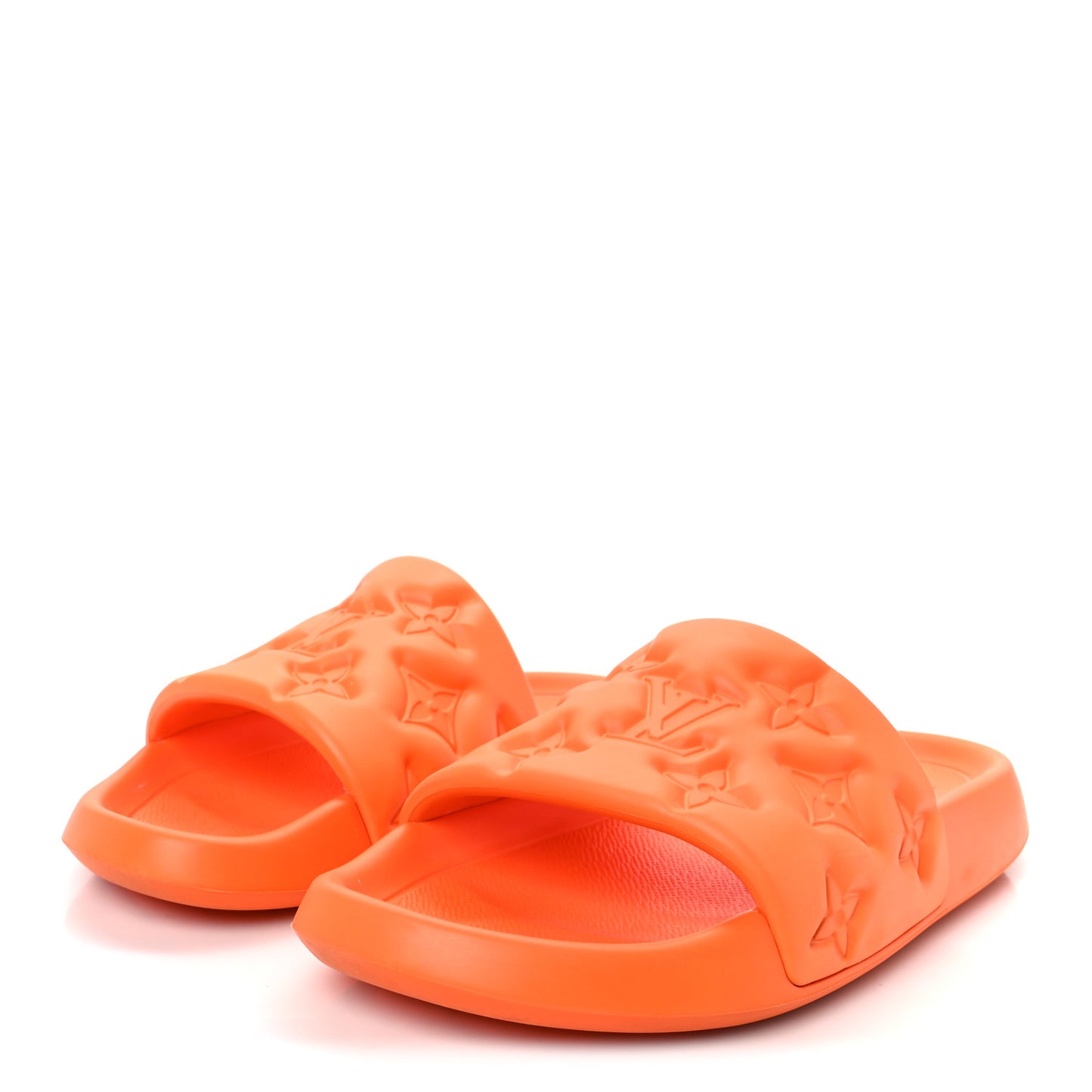 Rubber Embossed Monogram Mens Waterfront Mules 10 Orange