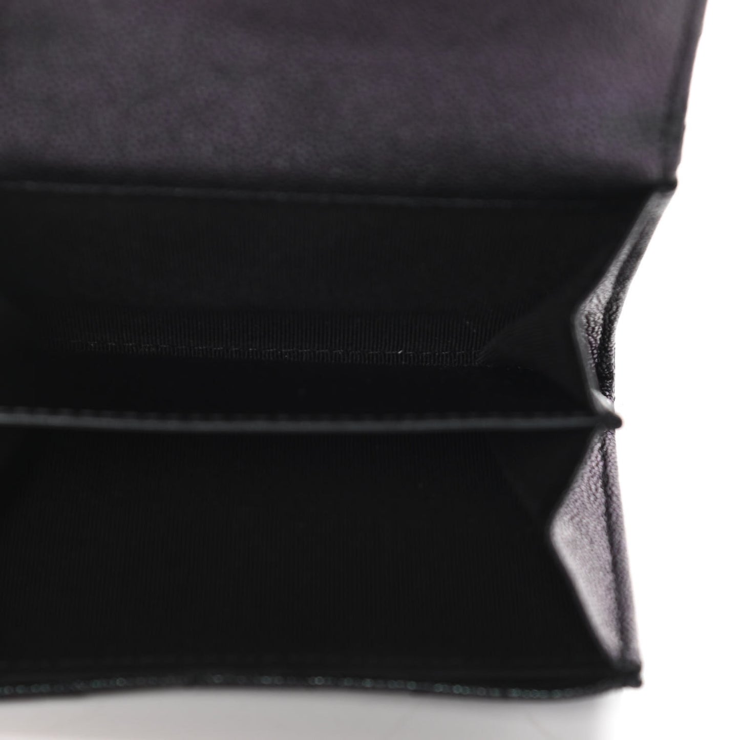Iridescent Caviar Quilted Flap Card Holder Wallet Black
