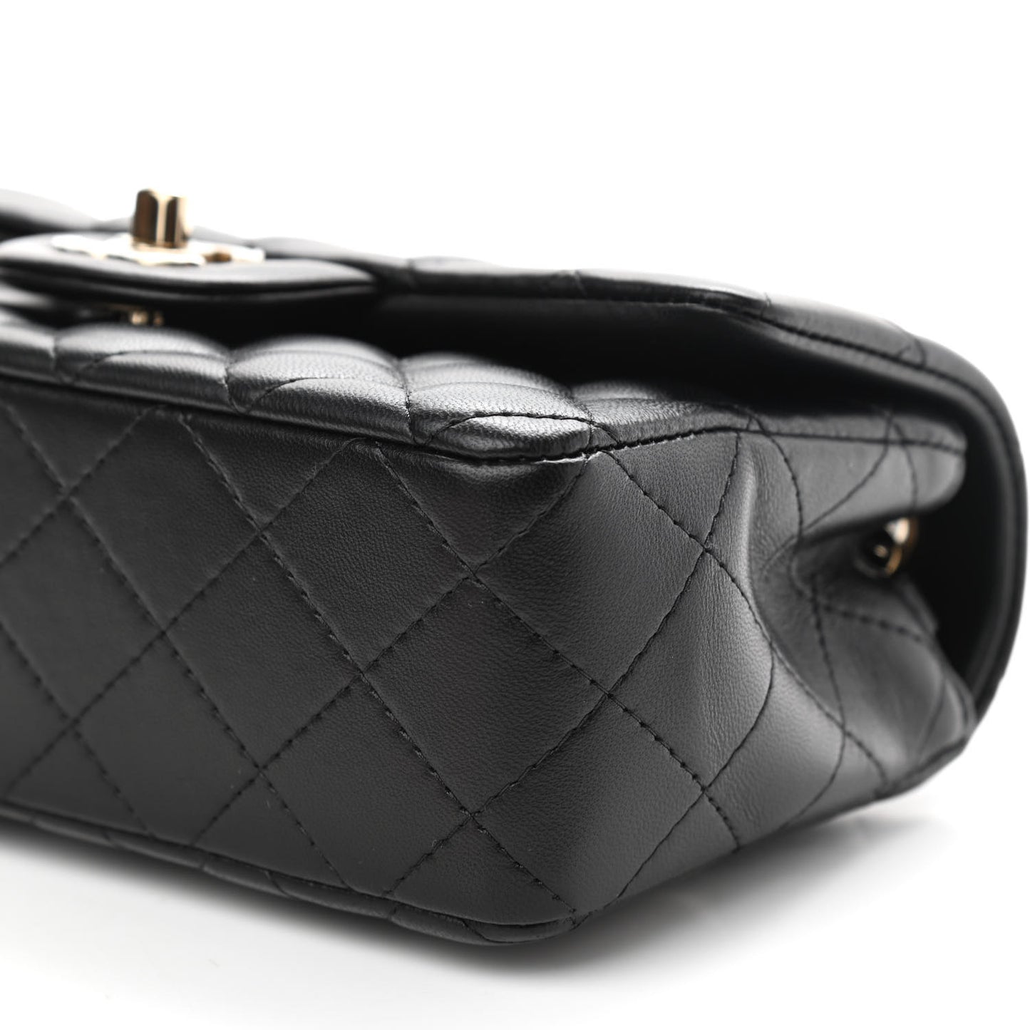 Lambskin Quilted Mini Rectangular Flap Black