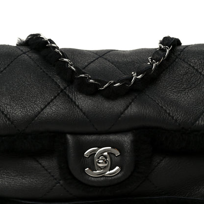Chanel Shearling Quilted Medium Single Flap Black 9 of 11