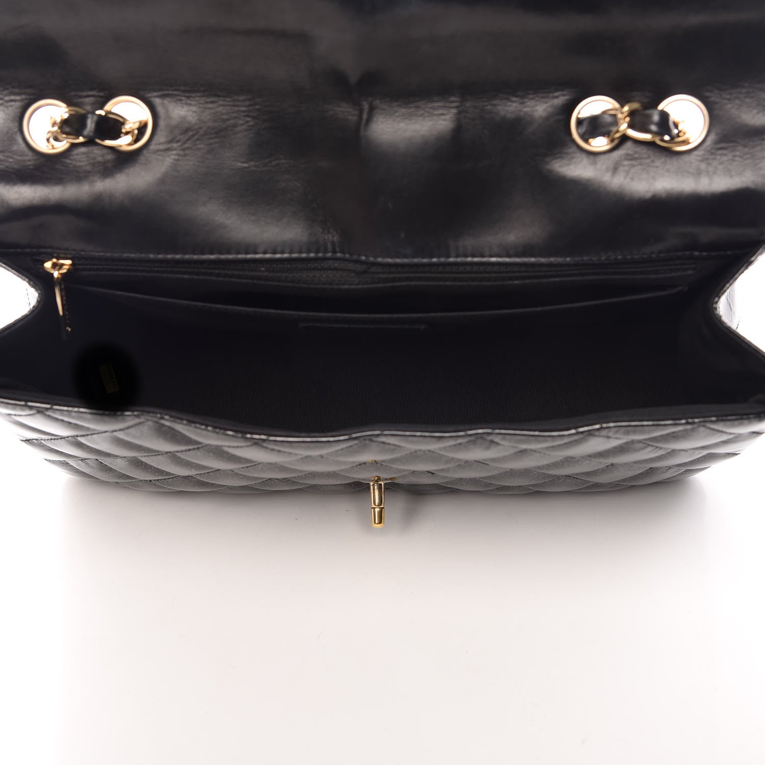 Chanel Patent Quilted Sparkle Glitter Jumbo Single Flap Black 5 of 11