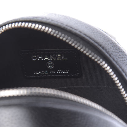 Chanel Caviar Camellia Embossed Round Clutch With Chain Black 6 of 11