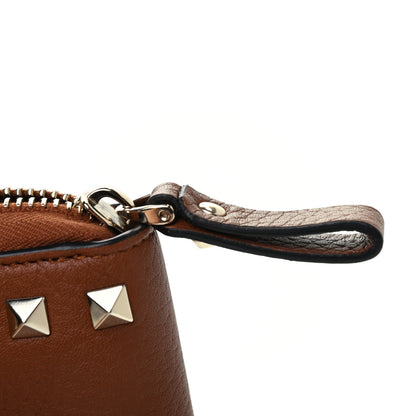 Valentino Garavani Pebbled Calfskin Rockstud Zip Around Wallet Bright Cognac 9 of 9