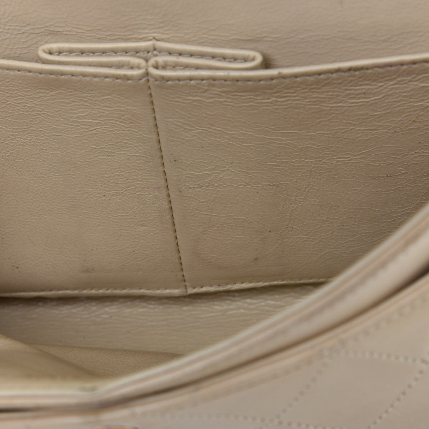 Lambskin Quilted Small Double Flap Beige