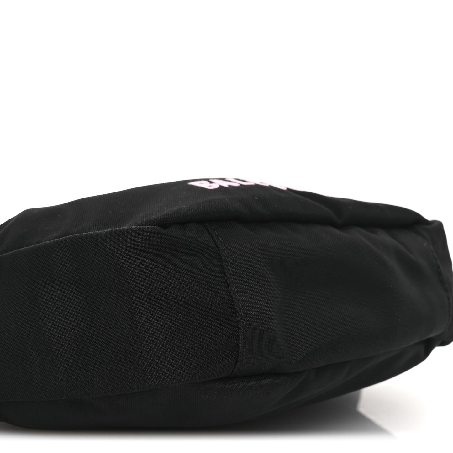 Recycled Sport Nylon Logo Embroidered Wheel Sling Bag Black Pink