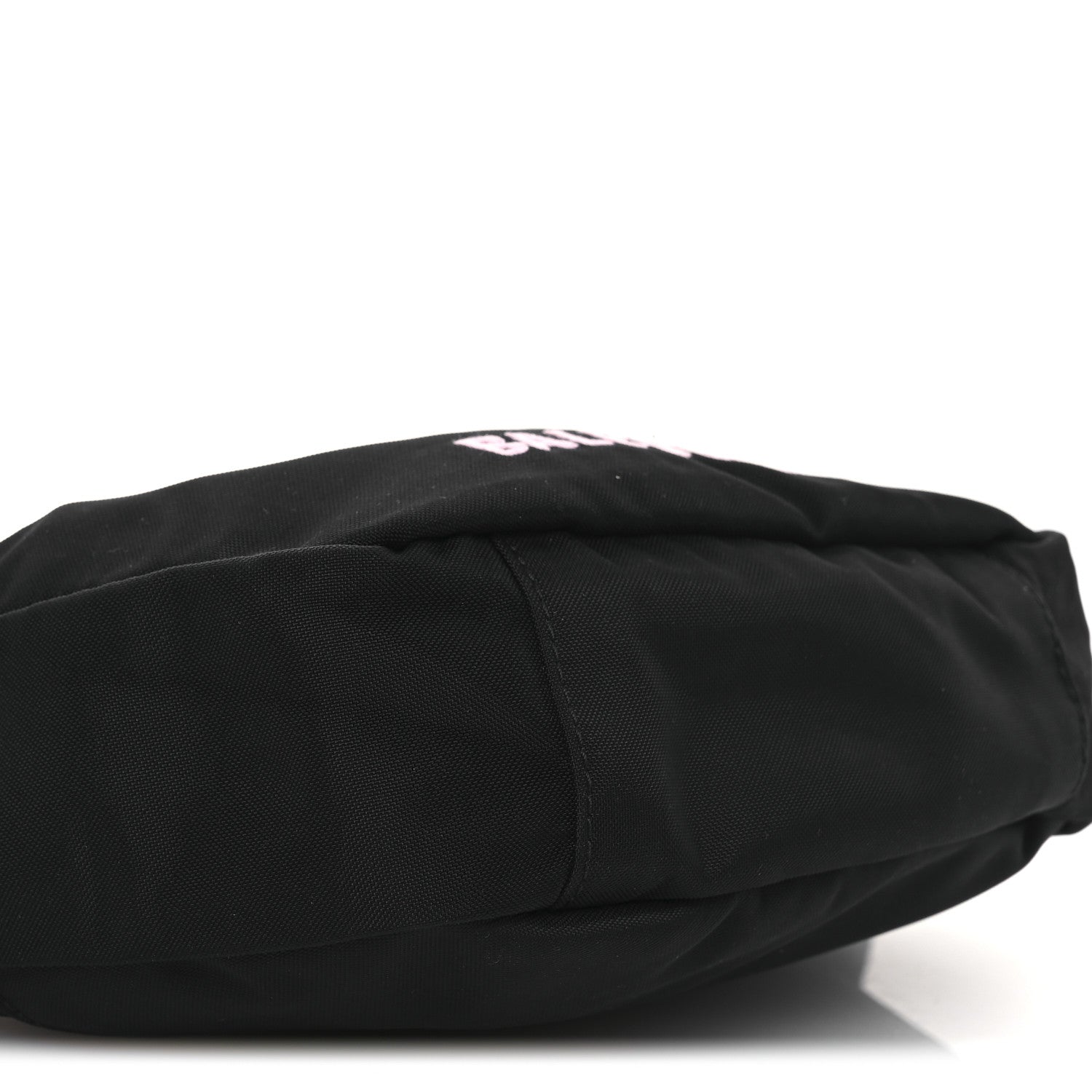 Balenciaga Recycled Sport Nylon Logo Embroidered Wheel Sling Bag Black Pink 9 of 13