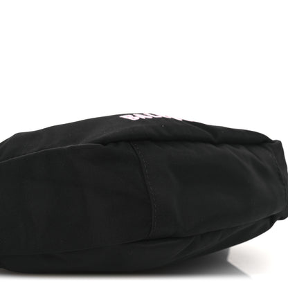 Balenciaga Recycled Sport Nylon Logo Embroidered Wheel Sling Bag Black Pink 9 of 13