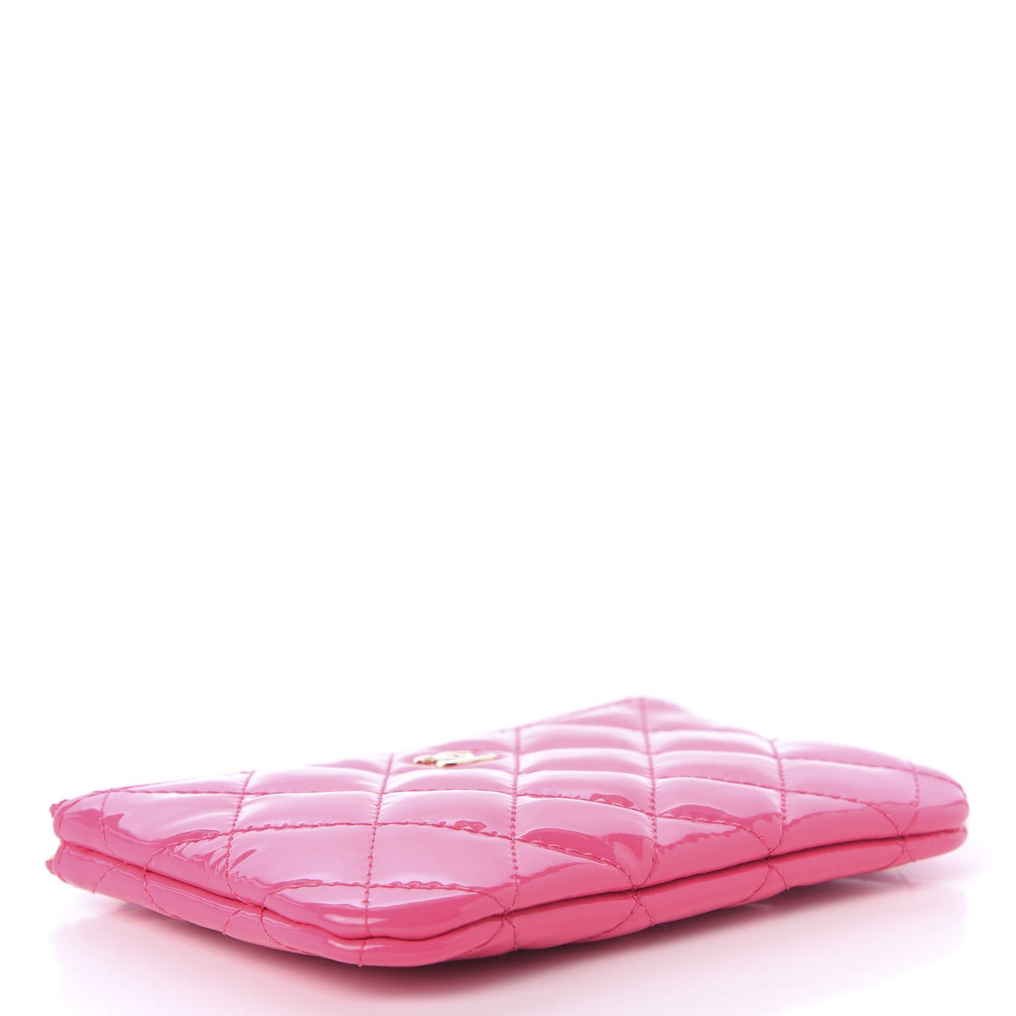 Patent Quilted Small Cosmetic Case Pink