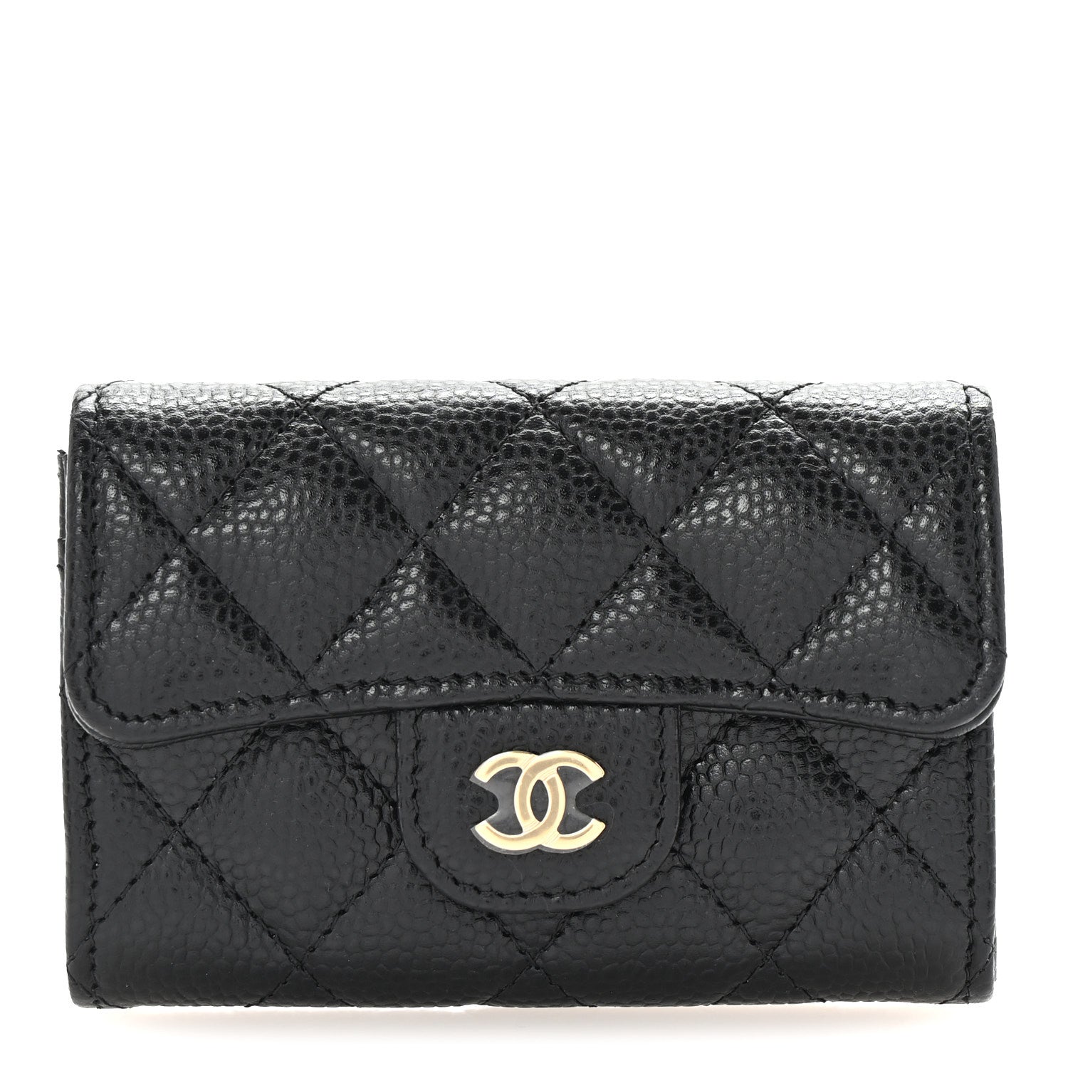 Chanel Caviar Quilted Flap Card Holder Wallet Black 1 of 9